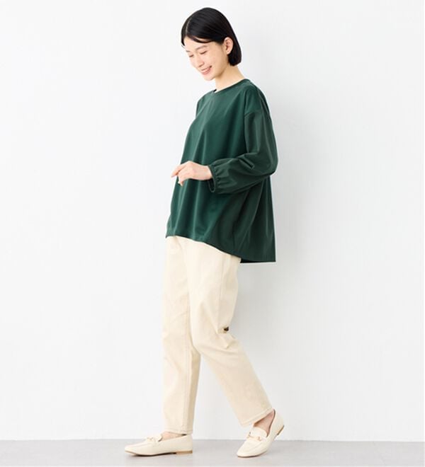 Viola e Viola（ヴィオラ エ ヴィオラ）の「なめらかポンチ異素材切替フレアートップス（カットソー）」｜詳細画像