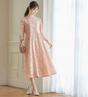 alotta（アロッタ）の「花柄レースロングワンピース（その他ワンピース）」｜ピンク