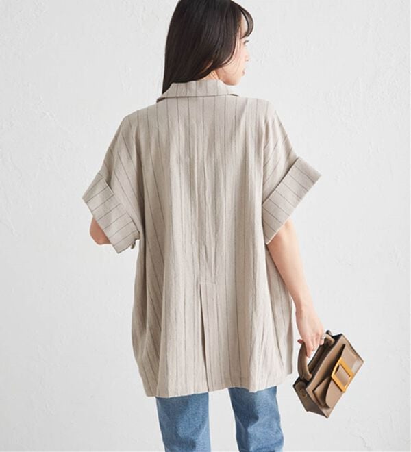 RANAN（ラナン）の「クレープジャカードハーフスリーブジャケット（テーラードジャケット）」｜詳細画像