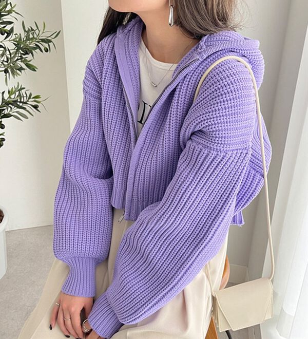 GeeRA（ジーラ）の「ショート丈ニットパーカー（ニットカーディガン）」｜詳細画像