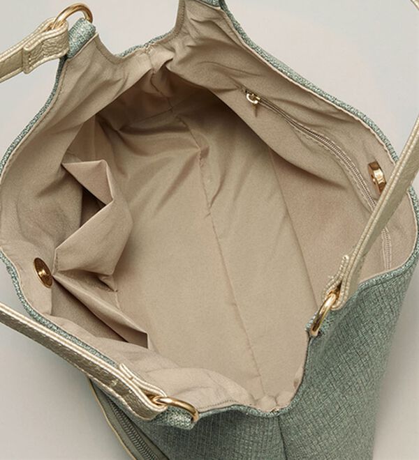 BELLUNA（ベルーナ）の「麻風ドットモチーフ手提げ（ハンドバッグ）」｜詳細画像