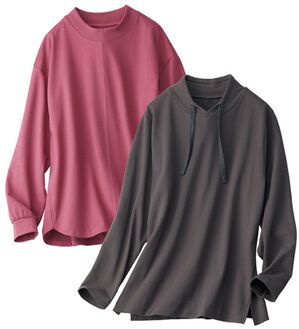 BELLUNA（ベルーナ）の「【２枚セット】大人カジュアルプルオーバー（カットソー）」｜ピンク／チャコール