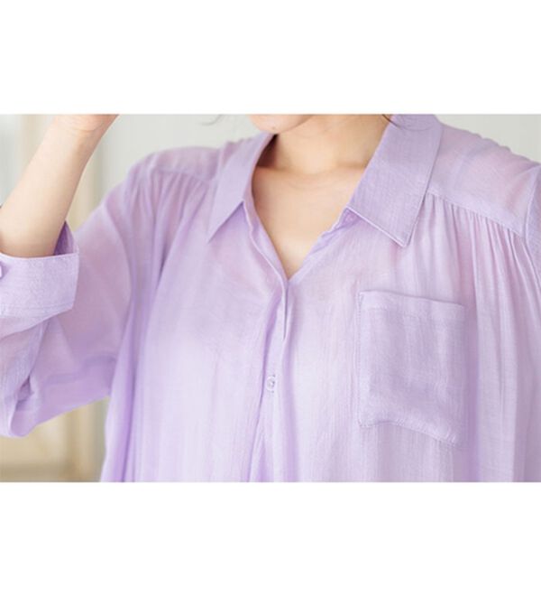 BELLUNA（ベルーナ）の「スラブ素材ドレープシャツチュニック（チュニック）」｜詳細画像