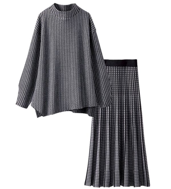 BELLUNA（ベルーナ）の「幾何柄ジャカードニットセットアップ（セットアップ）」｜詳細画像