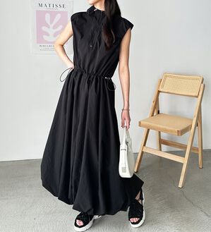 GeeRA（ジーラ）の「ハーフジップウエストドロストバルーンワンピース（カットソーワンピース）」｜詳細画像