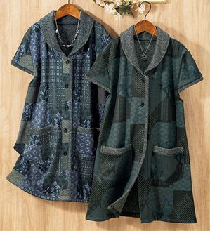 ルフラン（ルフラン）の「【２色組】裏ファー和柄ベスト＜咲良～さくら～＞（パジャマ・ルームウェア）」｜2色組