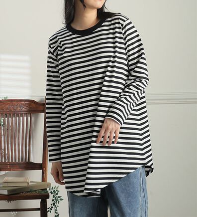 A HAPPY MARILYN（アハッピーマリリン）の「【大きいサイズ】【Ｌ～８Ｌ】綿１００％裾フレア万能ロングＴシャツ（Tシャツ）」