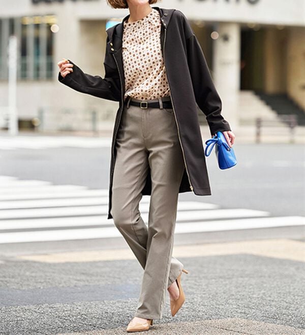 BELLUNA（ベルーナ）の「【選べる裏起毛】静電気防止！ヘリンボーンブーツカットパンツ（フルレングスパンツ）」｜詳細画像