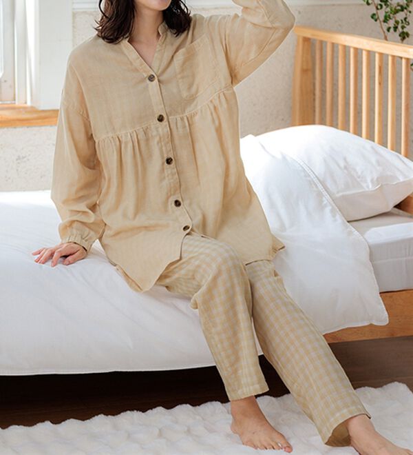 LAVIENNE（ラヴィエンヌ）の「綿１００％ふんわり可愛いダブルガーゼパジャマ（パジャマ・ルームウェア）」｜詳細画像