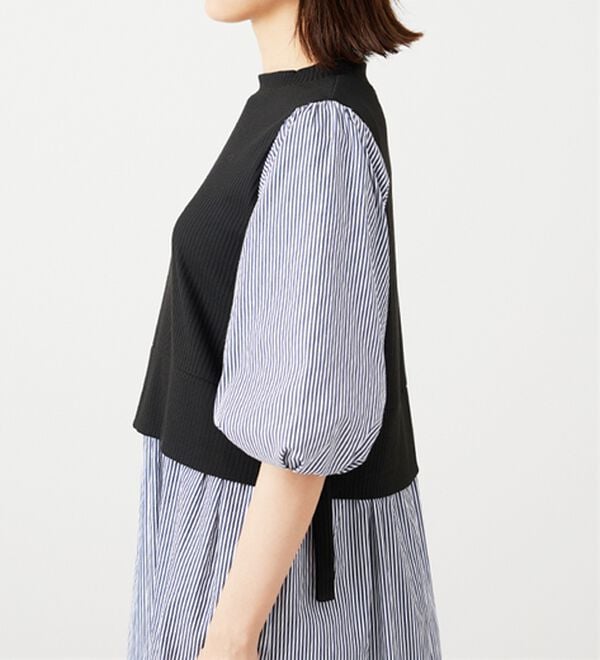 BELLUNA（ベルーナ）の「ベルト使い異素材切替ワンピ―ス（その他ワンピース）」｜詳細画像