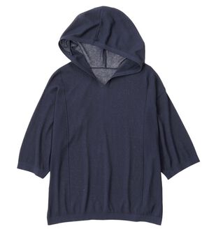 Viola e Viola（ヴィオラ エ ヴィオラ）の「【接触冷感】サマーニットパーカープルオーバー（ニット・セーター）」｜ダークネイビー