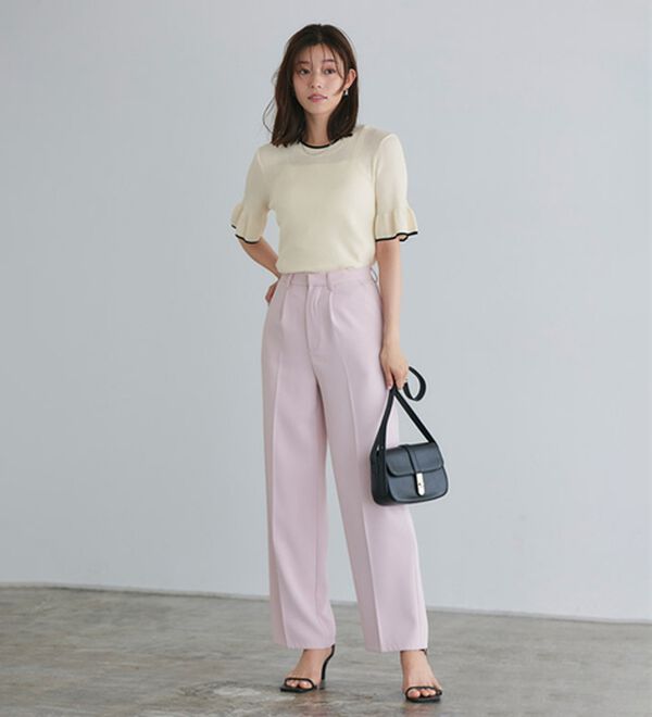 Pierrot（ピエロ）の「【接触冷感】配色デザインフレアニット（ニット・セーター）」｜詳細画像