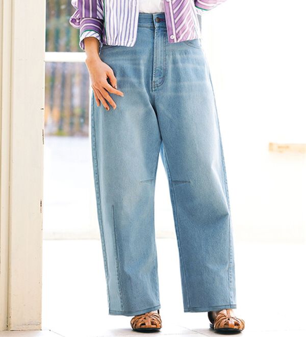 ルフラン（ルフラン）の「旬顔で楽ちん。カーブデニムパンツ（フルレングスパンツ）」｜ブルー