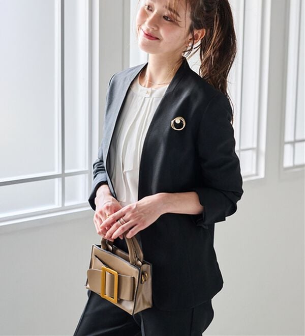 RANAN（ラナン）の「【選べる衿】洗える！春夏ロングシーズン着用可能ベーシック２点ライトスーツ（パンツスーツ）」｜詳細画像