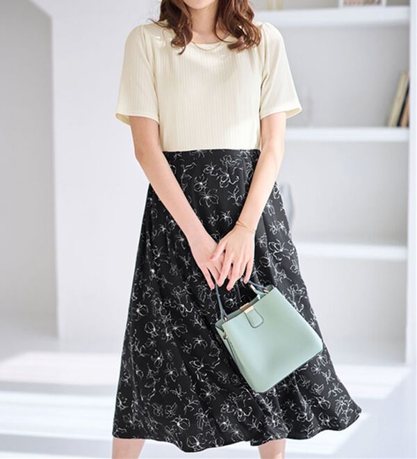 alotta（アロッタ）の「楽キレイ異素材ドッキングワンピース（ドッキングワンピース）」｜詳細画像