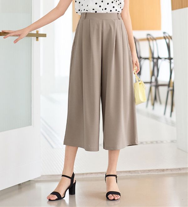 alotta（アロッタ）の「【４つの機能付】ひんやりドレープパンツ（ワイドパンツ・ガウチョ）」｜詳細画像