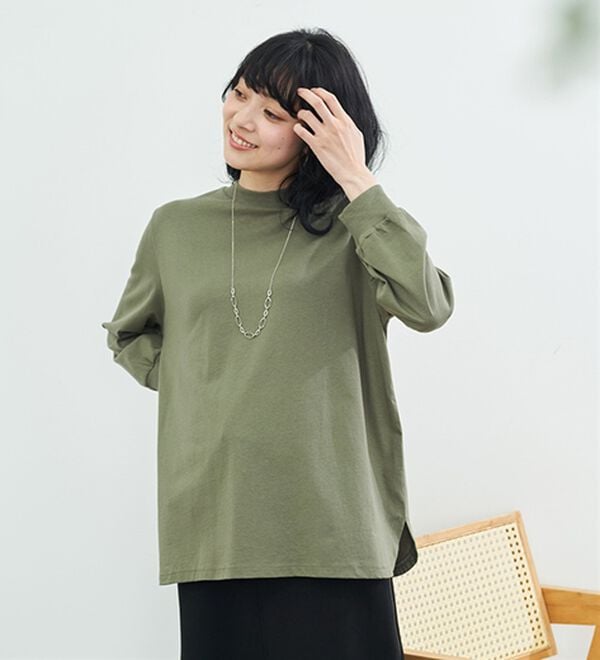 BELLUNA（ベルーナ）の「綿１００腰まわりゆったりリブデザインチュニック（カットソー）」｜詳細画像