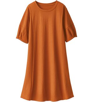 BELLUNA（ベルーナ）の「涼感！切替デザインロングワンピース（チュニック）」｜テラコッタ