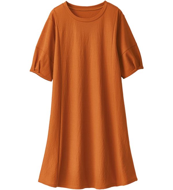 BELLUNA（ベルーナ）の「涼感！切替デザインロングワンピース（チュニック）」｜テラコッタ