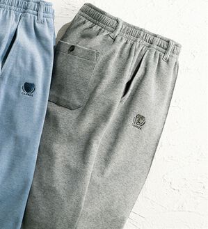 「＜カルビア＞肌側綿１００％鹿の子リラックスパンツ（メンズスラックス）」｜杢チャコール