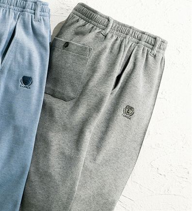 「＜カルビア＞肌側綿１００％鹿の子リラックスパンツ（メンズスラックス）」