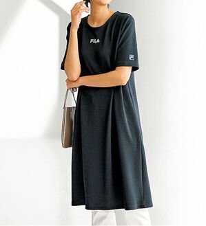 BELLUNA（ベルーナ）の「＜ＦＩＬＡ＞ふくれジャカード素材チュニックワンピース（カットソーワンピース）」｜チャコール
