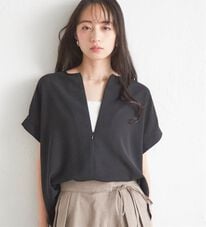 RANAN（ラナン）の「【汗シミ防止】ひんやり&防シワ前後2WAYハーフジップブラウス（ブラウス）」