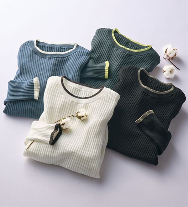 BELLUNA（ベルーナ）の「《ＨｕｇＲｅａｍコットン》配色リブセーター（ニット・セーター）」｜詳細画像