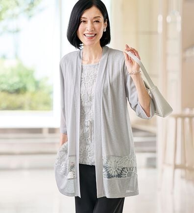 BELLUNA（ベルーナ）の「寒暖の差に対応！刺しゅう切替アンサンブル（アンサンブル）」