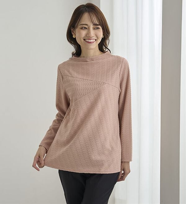 BELLUNA（ベルーナ）の「波柄ジャカード切替デザインプルオーバー（カットソー）」｜詳細画像