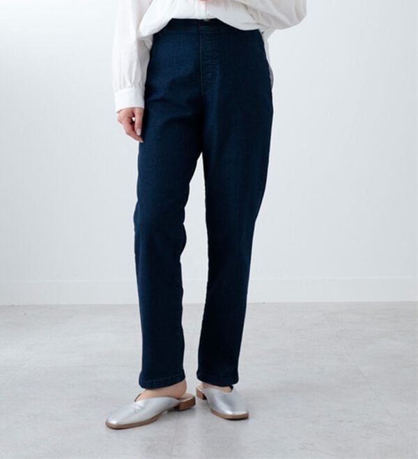 「ウエストリブ使いスリムパンツ（フルレングスパンツ）」｜デニム