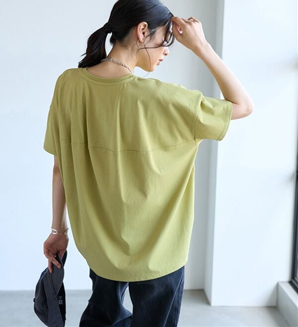 BELLUNA（ベルーナ）の「シュッと体型カバー！コクーンTシャツ（カットソー）」｜ライム