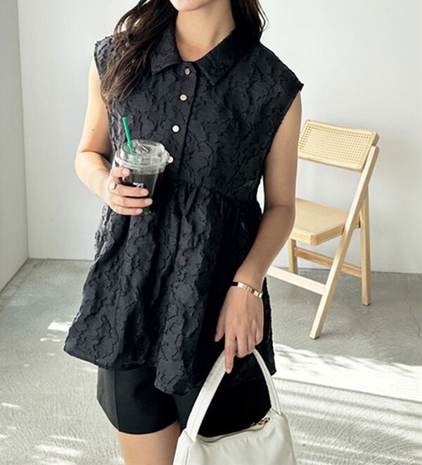 GeeRA（ジーラ）の「シアージャカードペプラムブラウス（ブラウス）」｜詳細画像