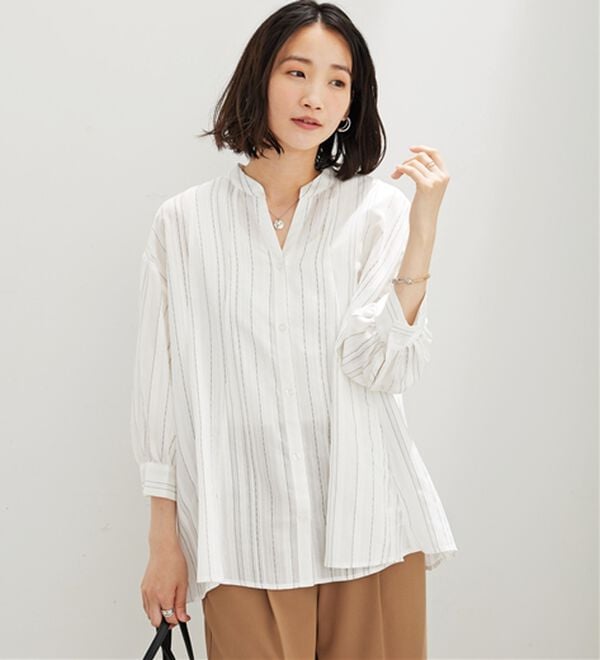 BELLUNA（ベルーナ）の「ドビー素材タック入りシャツチュニック（チュニック）」｜詳細画像