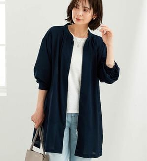 BELLUNA（ベルーナ）の「とろみ素材イージーケアロング丈ジャケット（その他ジャケット）」｜ネイビー