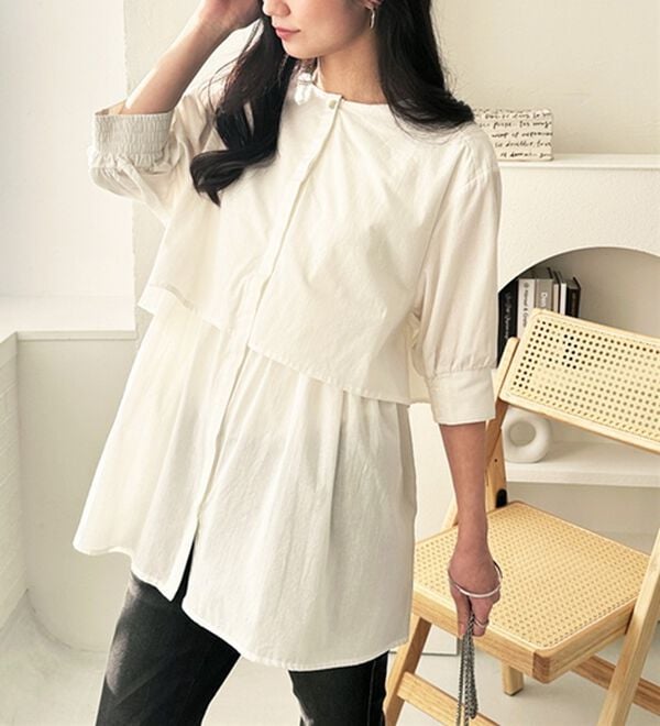 GeeRA（ジーラ）の「【華奢見え】羽織にもなる！ペプラムシャツチュニック（チュニック）」｜詳細画像