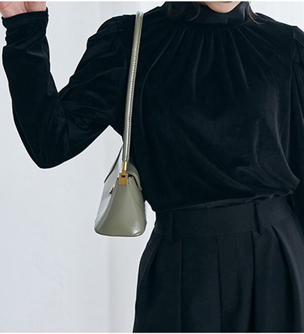 RANAN（ラナン）の「ベロアパワショルハイネックプルオーバー（カットソー）」｜ブラック