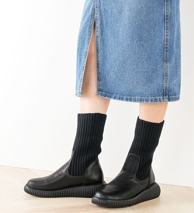 ルフラン（ルフラン）の「ＪＳハートレーベル　ニット使い２ｗａｙレザーブーツ（ブーツ）」