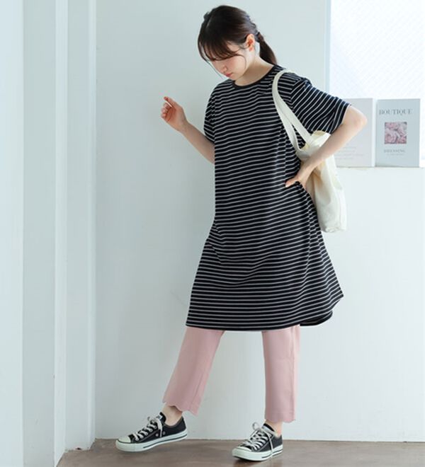 A HAPPY MARILYN（アハッピーマリリン）の「【Ｍ～８Ｌ】【接触冷感・吸水速乾】体型カバー五分袖チュニック（チュニック）」｜詳細画像