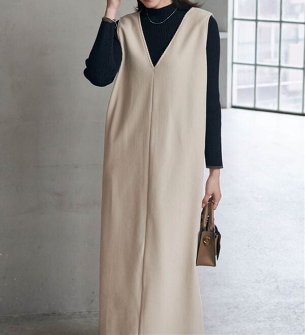 RANAN（ラナン）の「あったか裏ベロアニットコールジャンパースカート（ジャンパースカート）」｜詳細画像