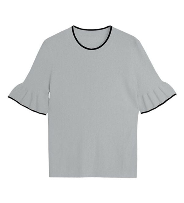 Pierrot（ピエロ）の「【接触冷感】配色デザインフレアニット（ニット・セーター）」｜詳細画像