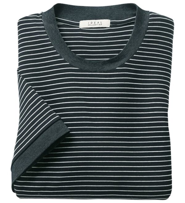 「＜ＳＯＬＵＮＩＡ＞ジャケットスタイルが決まる専用Ｔシャツ（メンズＴシャツ）」｜チャコールボーダー