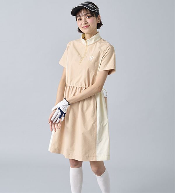 BELLUNA（ベルーナ）の「はっ水！配色ギャザーワンピース【UNDOVE】（その他ワンピース）」｜詳細画像