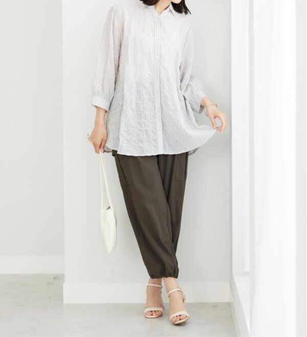 BELLUNA（ベルーナ）の「綿混テンセルぽこぽこシアーシャツチュニック（チュニック）」｜詳細画像