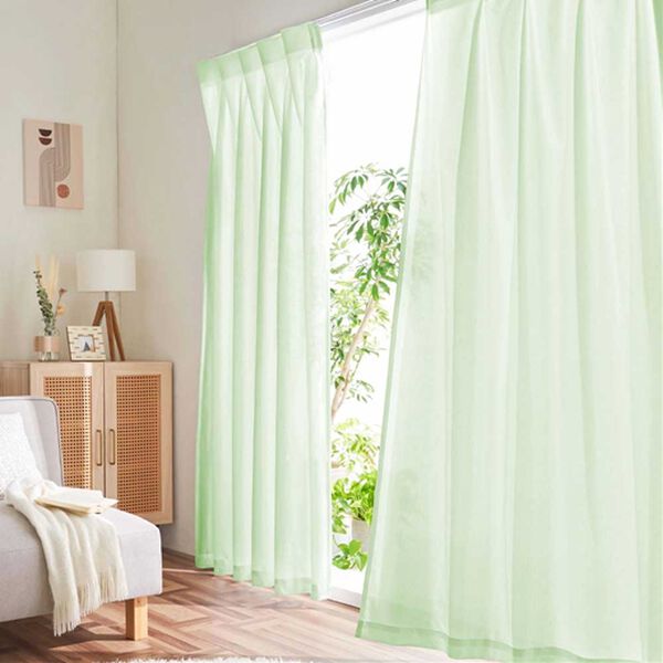 レースカーテン生地(グリーン) 楽天市場】カーテン レース 4枚セット 遮光 デザイン グリーン×リーフ