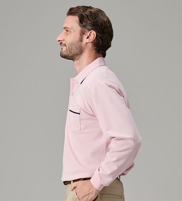 「＜ハッシュパピー＞配色長袖ポロシャツ（メンズポロシャツ）」｜詳細画像