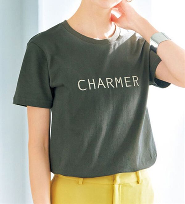 VINNO（ヴィノ）の「コットン１００％・デザインＴシャツ（カットソー）」｜チャコール