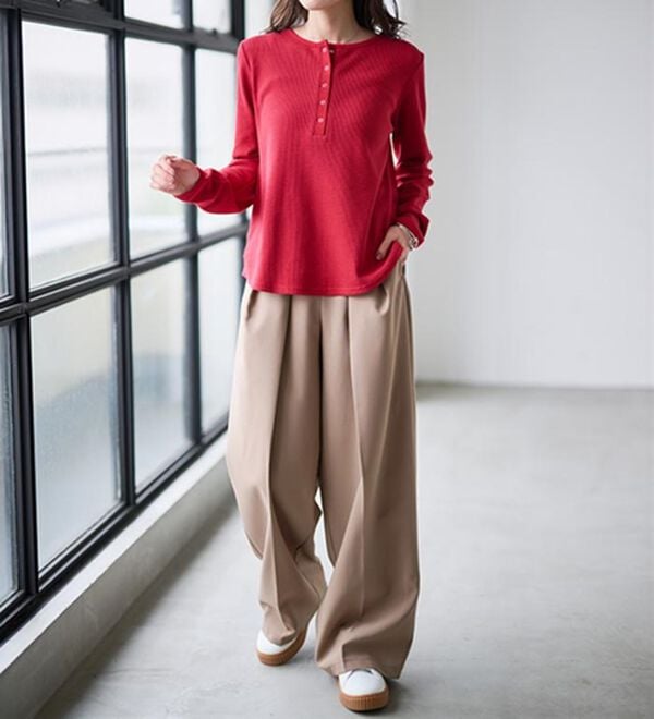 RANAN（ラナン）の「ヘンリーネックワッフルロンＴ（カットソー）」｜詳細画像