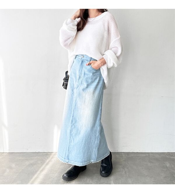 GeeRA（ジーラ）の「バックスリットデニムロングスカート（ロングスカート）」｜詳細画像
