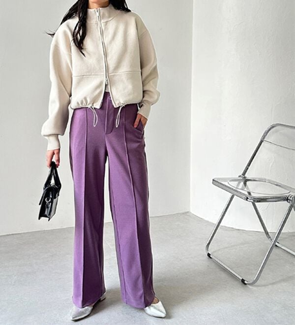 GeeRA（ジーラ）の「美脚ストレッチセミワイドパンツ（ワイドパンツ・ガウチョ）」｜詳細画像